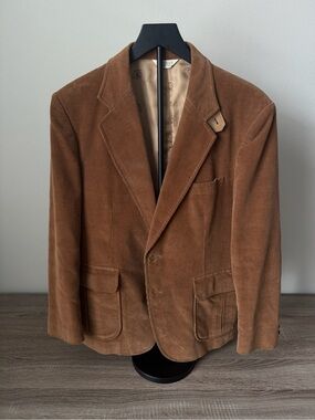 Vintage Carl Michaels Corduroy Blazer Brown Sport Coat Mens 40S Made Japan